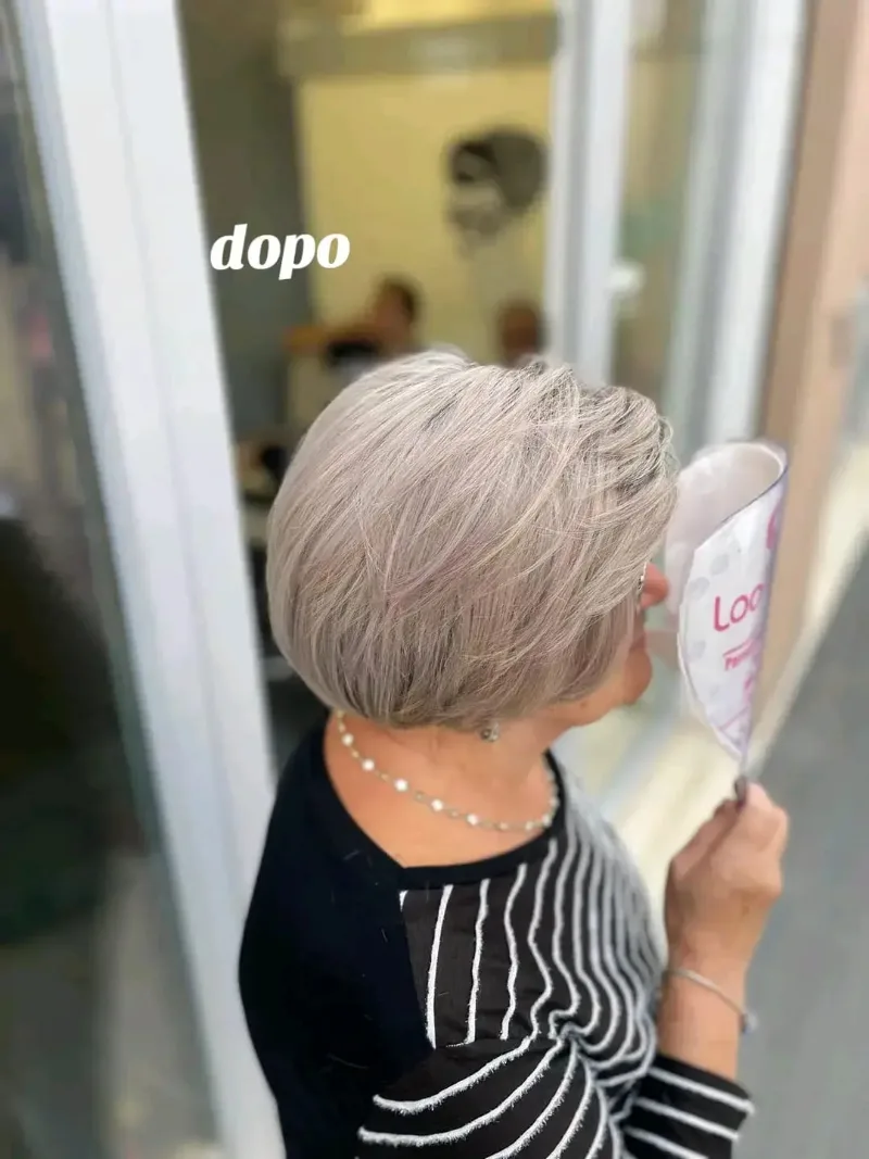 Dopo: caschetto grigio perla