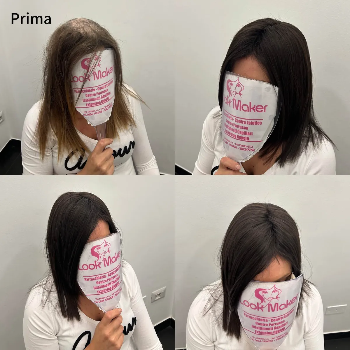 Prima e dopo: capelli castani lunghi e lisci